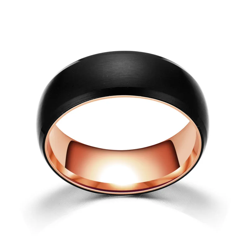 European and American New Fashion Hot Sale Spherical Stainless Steel Rotating Ring Spherical Brushed Black Ring