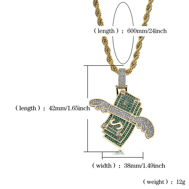 Hip Hop Jewelry Money For Men Flying With Angel Wings Zircon Pendant Charms Necklace Personality Iced Out Chain
Hip Hop Jewelry Money For Men Flying With Angel Wings Zircon Pendant Charms Necklace Personality Iced Out Chain