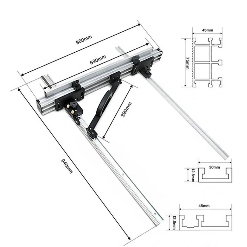 800mm Aluminium Profile Fence with T-tracks and Sliding Brackets Miter Gauge Fence Connector for Woodworking Workbench DIY tools
800mm Aluminium Profile Fence with T-tracks and Sliding Brackets Miter Gauge Fence Connector for Woodworking Workbench DIY tools