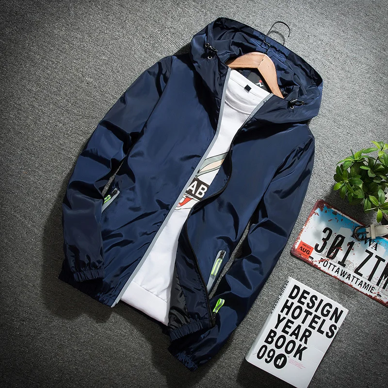 New waterproof jacket spring summer 2021 casual pure fashion fit jacket men's hood zipper luminous jacket new baseball 7XL 
New waterproof jacket spring summer 2021 casual pure fashion fit jacket men's hood zipper luminous jacket new baseball 7XL