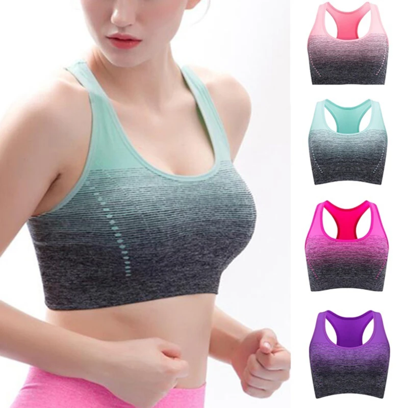 Women Gradient Sports Bra Quick Dry Padded Shockproof Gym Fitness Running Sport Brassiere Tops Push Up Bras
Women Gradient Sports Bra Quick Dry Padded Shockproof Gym Fitness Running Sport Brassiere Tops Push Up Bras