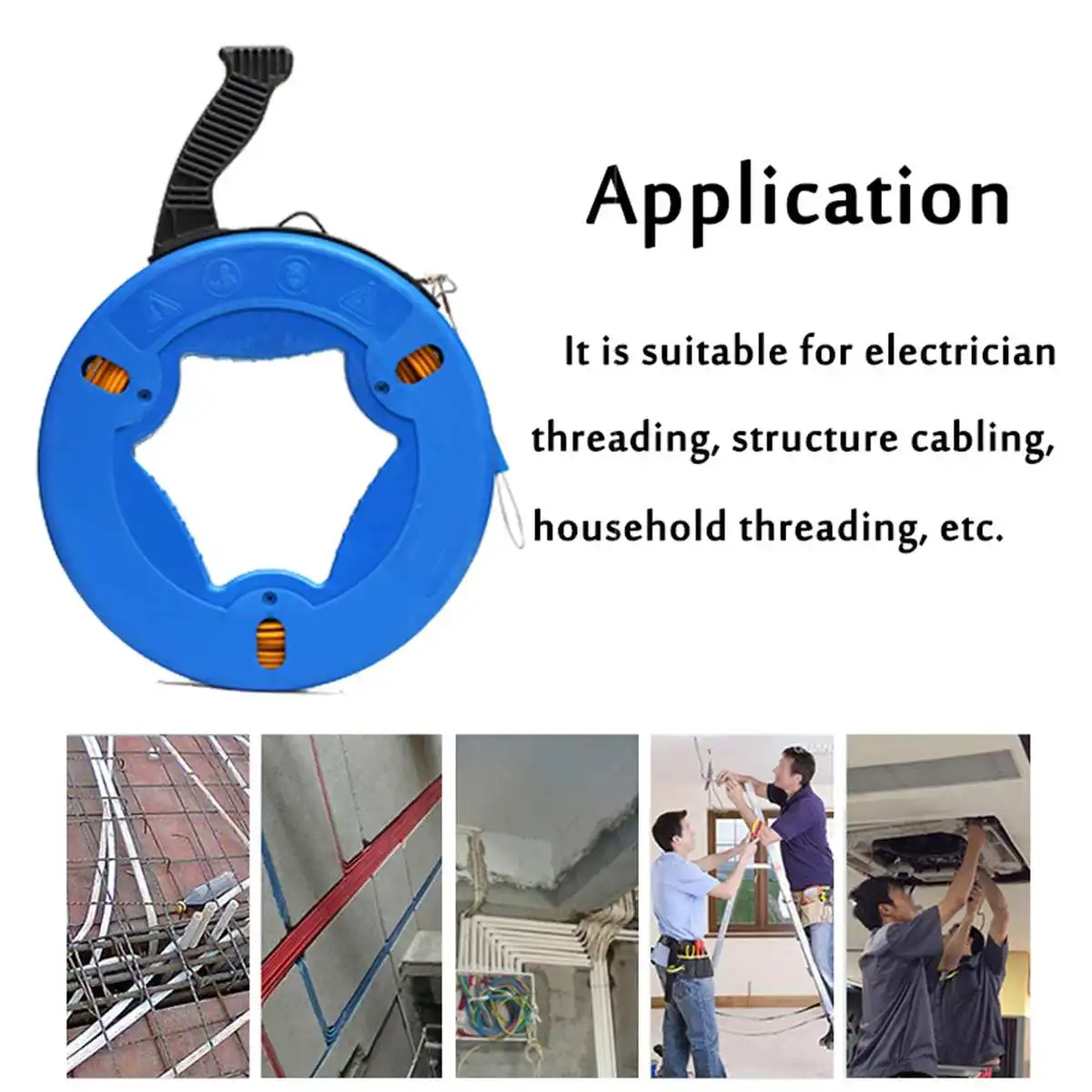 New 45m/60m/70m ABS Plastic Cable Puller Fish Tape Blue Cable Fiberglass Fish Tape Reel Puller Nylon Metal Wall Wire Conduit 
New 45m/60m/70m ABS Plastic Cable Puller Fish Tape Blue Cable Fiberglass Fish Tape Reel Puller Nylon Metal Wall Wire Conduit