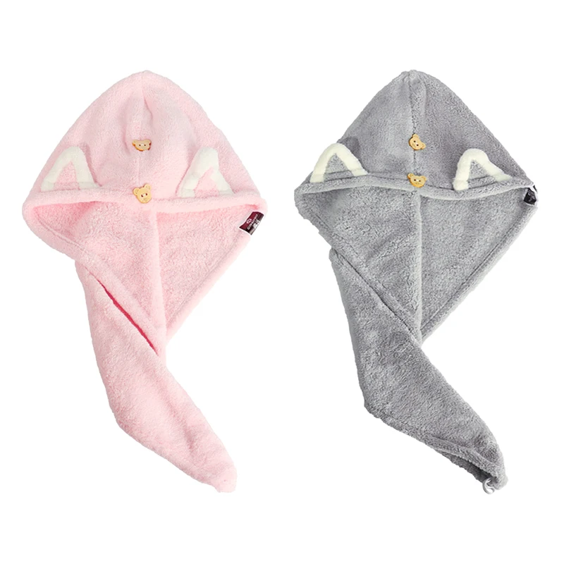 Absorbent Towel Cap Quick-drying Dry Hair Towel Adult Towel Shower Hair Cap Cat Ear Thick Hair Drying Cap 
Absorbent Towel Cap Quick-drying Dry Hair Towel Adult Towel Shower Hair Cap Cat Ear Thick Hair Drying Cap