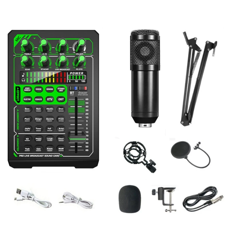Microphone Kits with E1 Sound Card Microphone Professional Condenser Microphone for PC Podcast Gaming TikTok DJ
Microphone Kits with E1 Sound Card Microphone Professional Condenser Microphone for PC Podcast Gaming TikTok DJ