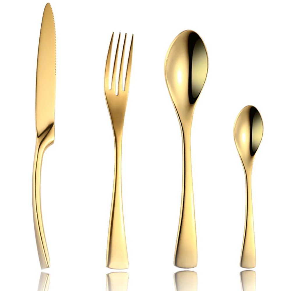 24 pieces / set gold plated tableware set 304 stainless steel tableware set knife fork spoon drop transport
24 pieces / set gold plated tableware set 304 stainless steel tableware set knife fork spoon drop transport