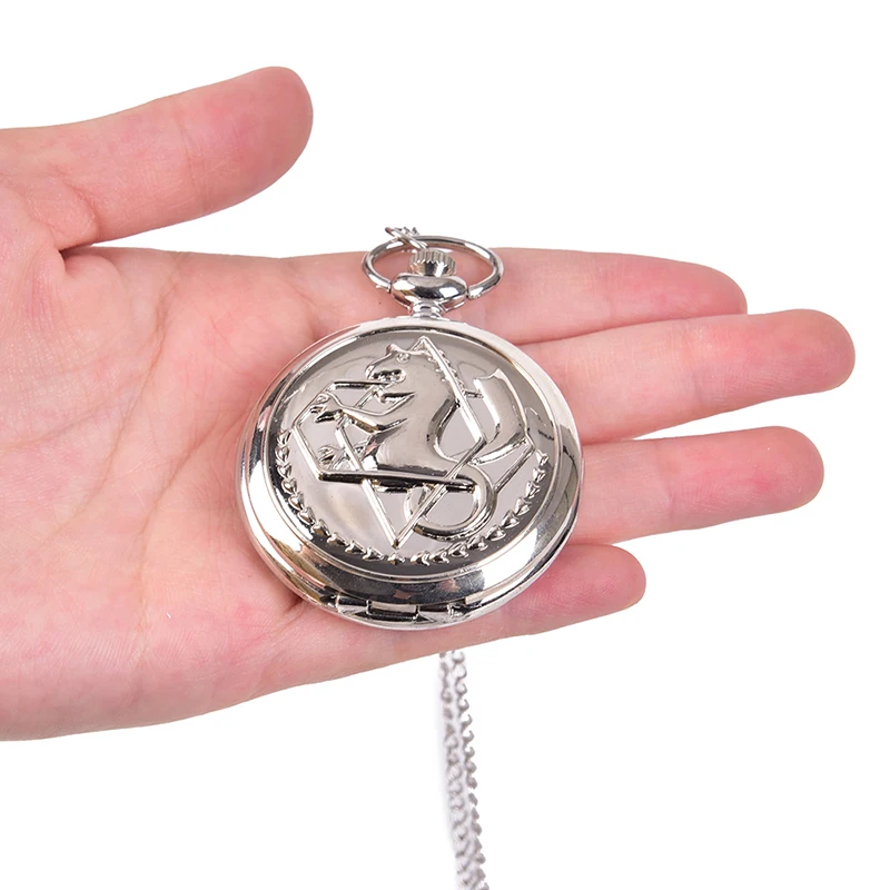 Full Metal Alchemist Silver Watch Pendant Men's Quartz Pocket Watches Japan Anime Necklace Children Boy 
Full Metal Alchemist Silver Watch Pendant Men's Quartz Pocket Watches Japan Anime Necklace Children Boy