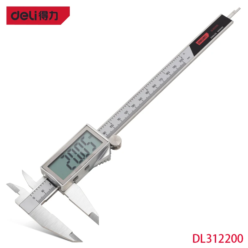 Deli DL312200 Full Screen Digital Caliper 2.0 Inch LCD Screen Stainless Steel Material Metric And Imperial Measurement
Deli DL312200 Full Screen Digital Caliper 2.0 Inch LCD Screen Stainless Steel Material Metric And Imperial Measurement