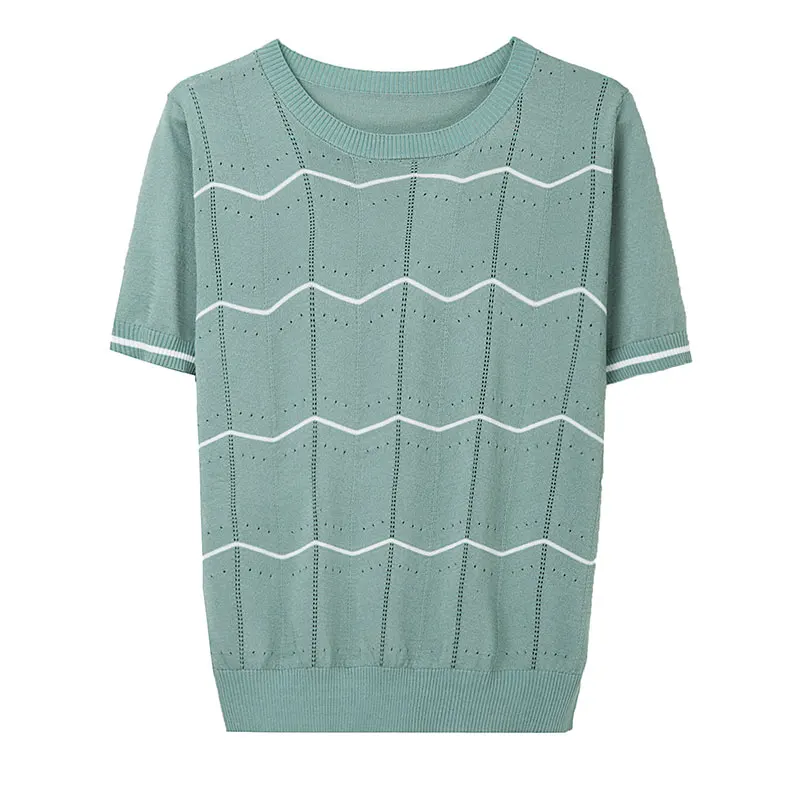 YISU 2021 Thin simple Women Sweater Summer Solid color Lines O-Neck Short sleeve Loose Jumper Female Casual Knitted Pullover
YISU 2021 Thin simple Women Sweater Summer Solid color Lines O-Neck Short sleeve Loose Jumper Female Casual Knitted Pullover