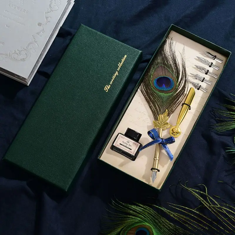 Vintage Calligraphy Quill Peacock Feather Dip Fountain Pens Writing Ink Nibs Art 090F
Vintage Calligraphy Quill Peacock Feather Dip Fountain Pens Writing Ink Nibs Art 090F