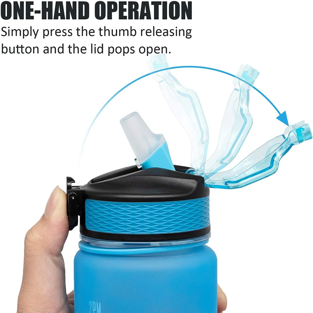 1L Plastic Material Sports Water Bottle with Bounce Cover Time Scale Reminder Frosted Leakproof Cup for Outdoor Sports Fitness
1L Plastic Material Sports Water Bottle with Bounce Cover Time Scale Reminder Frosted Leakproof Cup for Outdoor Sports Fitness