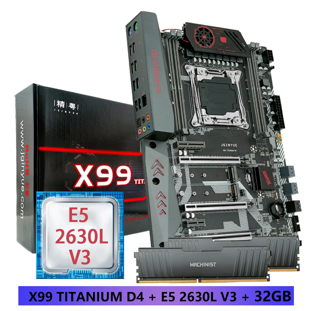 JGINYUE X99 D4 Motherboard Combo Kit Set With Xeon E5 2630L V3 LAG 2011-3 CPU 2pcs *16G= 32GB DDR4 ECC RAM Memory Four channel
JGINYUE X99 D4 Motherboard Combo Kit Set With Xeon E5 2630L V3 LAG 2011-3 CPU 2pcs *16G= 32GB DDR4 ECC RAM Memory Four channel