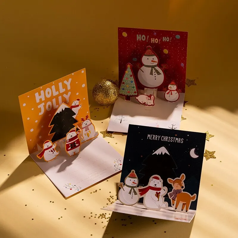 Christmas Post Card Elegant 3D Pop Up Greeting Cards For Christmas Gifts Xmas Decoration Party Supplies
Christmas Post Card Elegant 3D Pop Up Greeting Cards For Christmas Gifts Xmas Decoration Party Supplies