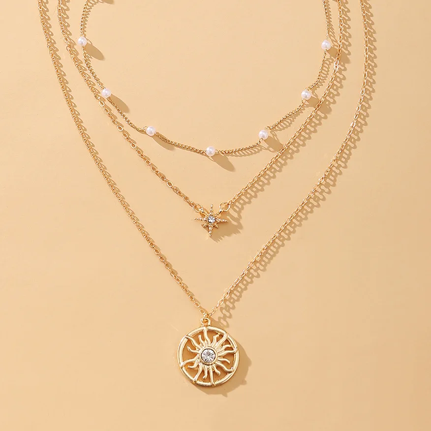 New Necklace 2020 Sun Pendant Necklaces for Women Artificial Pearl Multi-layer Clavicle Chains Necklace Jewlery Wholesale 
New Necklace 2020 Sun Pendant Necklaces for Women Artificial Pearl Multi-layer Clavicle Chains Necklace Jewlery Wholesale