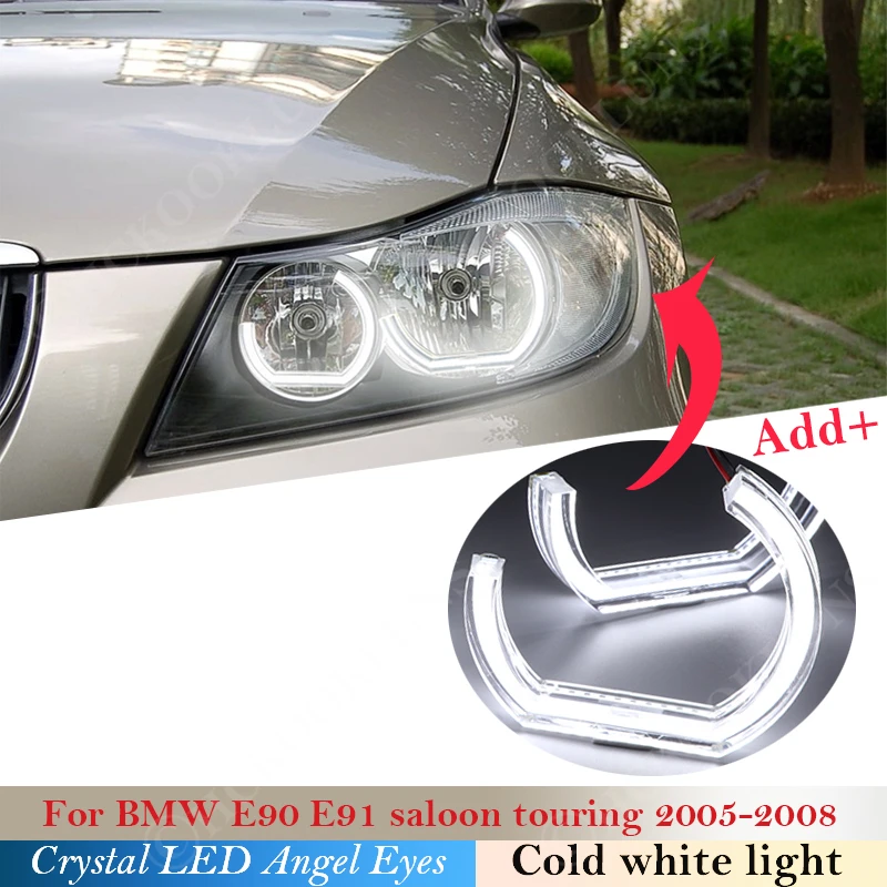 DTM Style Crystal LED Angel Eyes Halo Rings Light kits For BMW E90 E91 saloon touring 2005-2008 Halogen headlight Car styling
DTM Style Crystal LED Angel Eyes Halo Rings Light kits For BMW E90 E91 saloon touring 2005-2008 Halogen headlight Car styling
