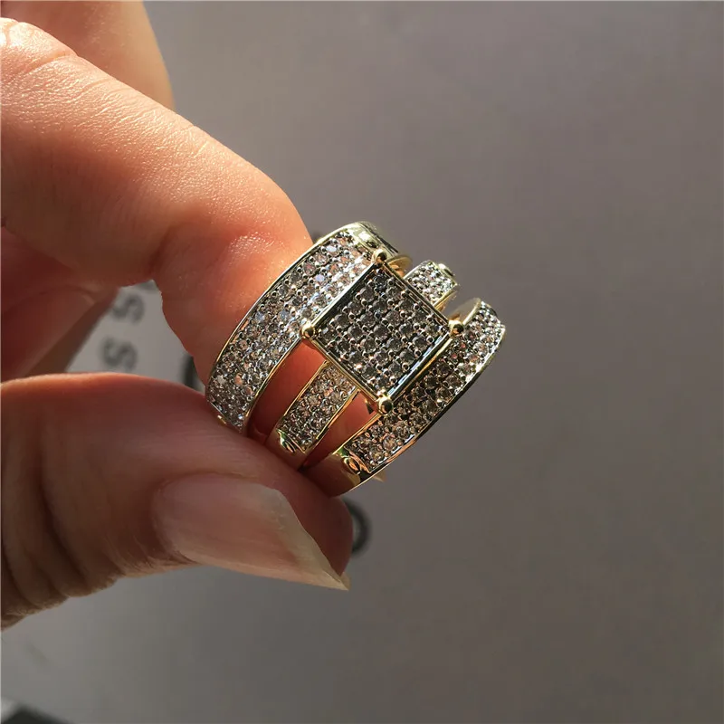 Luxury Fashion Female Crystal White Zircon Ring Set Yellow Gold Wedding Rings Bridal Sets Promise Engagement Rings For Women
Luxury Fashion Female Crystal White Zircon Ring Set Yellow Gold Wedding Rings Bridal Sets Promise Engagement Rings For Women