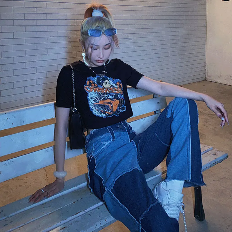 American Retro Short-sleeved T-shirt Female 2021 Summer High Waist Cropped Short Ms Slim Top
American Retro Short-sleeved T-shirt Female 2021 Summer High Waist Cropped Short Ms Slim Top