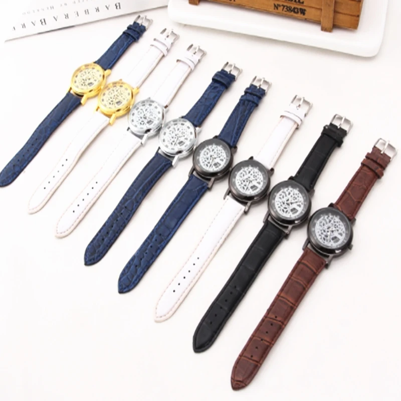 Fashion Business Watch Women Engrave Skeleton Hollow Reloj Hombre Dress Quartz Wristwatch Leather Band Women Clock Men Watches
Fashion Business Watch Women Engrave Skeleton Hollow Reloj Hombre Dress Quartz Wristwatch Leather Band Women Clock Men Watches