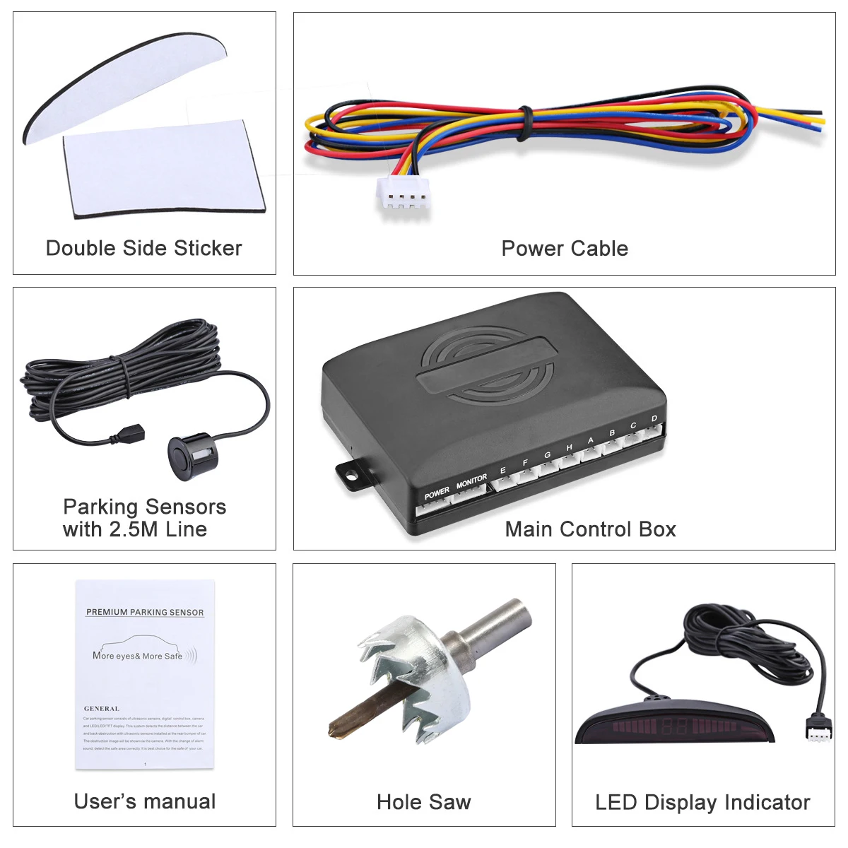 Универсальный комплект автомобильных датчиков парковки с дисплеем 4/8