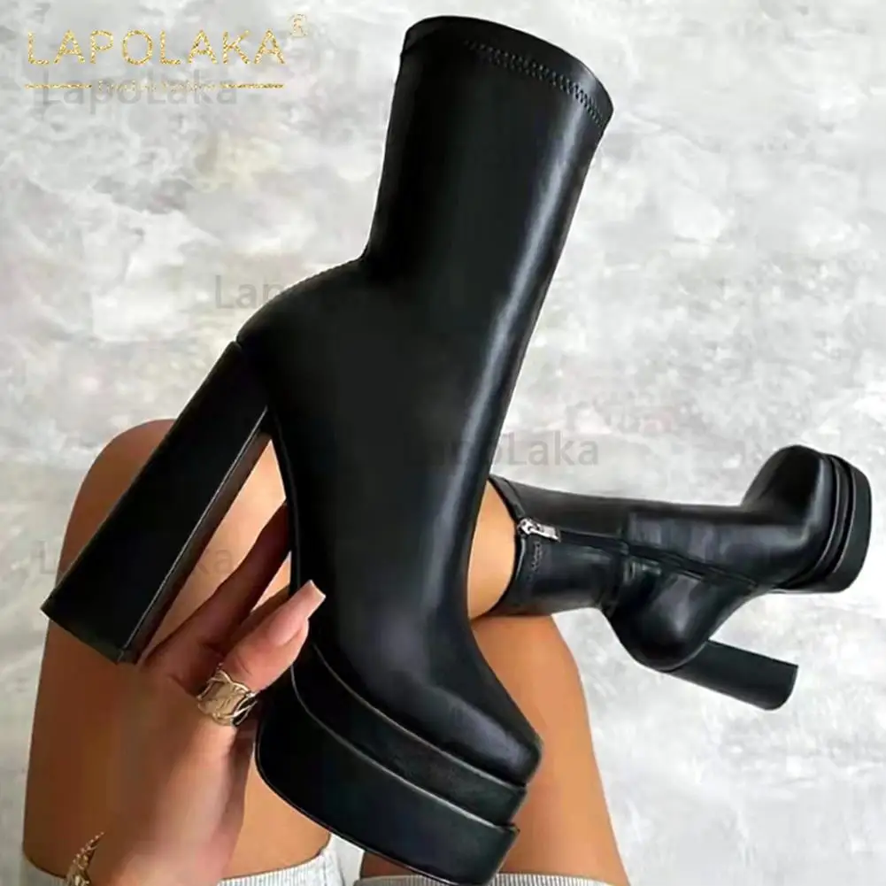Lapolaka Show Style Trendy Women Shoes Female Motorcycle Boots Zip Solid High Heel Ankle Boots High Platform Party Club Dress
Lapolaka Show Style Trendy Women Shoes Female Motorcycle Boots Zip Solid High Heel Ankle Boots High Platform Party Club Dress