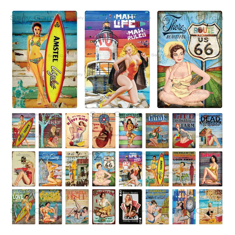 Vintage Metal Signs Pin Up Girl Retro Tin Poster Pub Wall Art Iron Painting For Living Room Home Decoration
Vintage Metal Signs Pin Up Girl Retro Tin Poster Pub Wall Art Iron Painting For Living Room Home Decoration