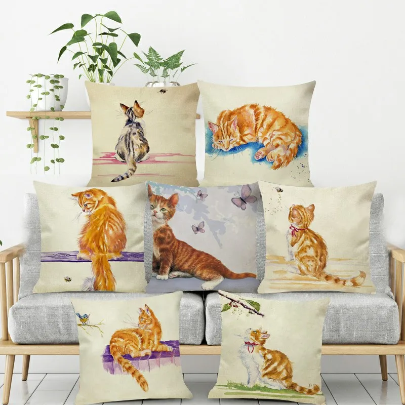 Cute Watercolor Pastoral Cat Painted Cushion Cover 45x45 Polyester Pillowcase Decorative Sofa Cushions Pillowcover Home Decor
Cute Watercolor Pastoral Cat Painted Cushion Cover 45x45 Polyester Pillowcase Decorative Sofa Cushions Pillowcover Home Decor