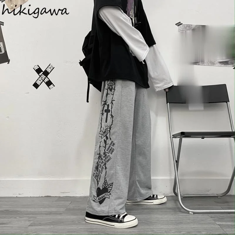 Hikigawa Wide Leg Pants Hip-hop Loose Mujer Pantalones Straight Print Low Waist Trousers Harajuku Japanese Pant for Women 2021
Hikigawa Wide Leg Pants Hip-hop Loose Mujer Pantalones Straight Print Low Waist Trousers Harajuku Japanese Pant for Women 2021