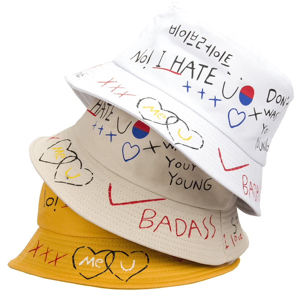Fashion Unisex Harajuku Bucket Hat Graffiti Letters Women Men Fishing Fisherman Hat Summer Outdoor Panama Hip-hop Hat
Fashion Unisex Harajuku Bucket Hat Graffiti Letters Women Men Fishing Fisherman Hat Summer Outdoor Panama Hip-hop Hat
