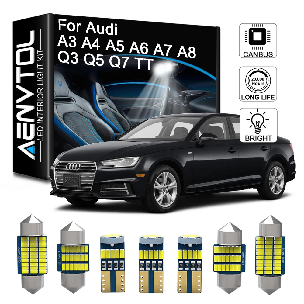 

AENVTOL LED Interior Light For Audi A3 8L 8P 8V A4 B5 B6 B7 B8 A5 8T A6 C5 C6 C7 A7 4G A8 D2 D3 Q3 8U Q5 8R SQ5 Q7 4L TT 8N 8J