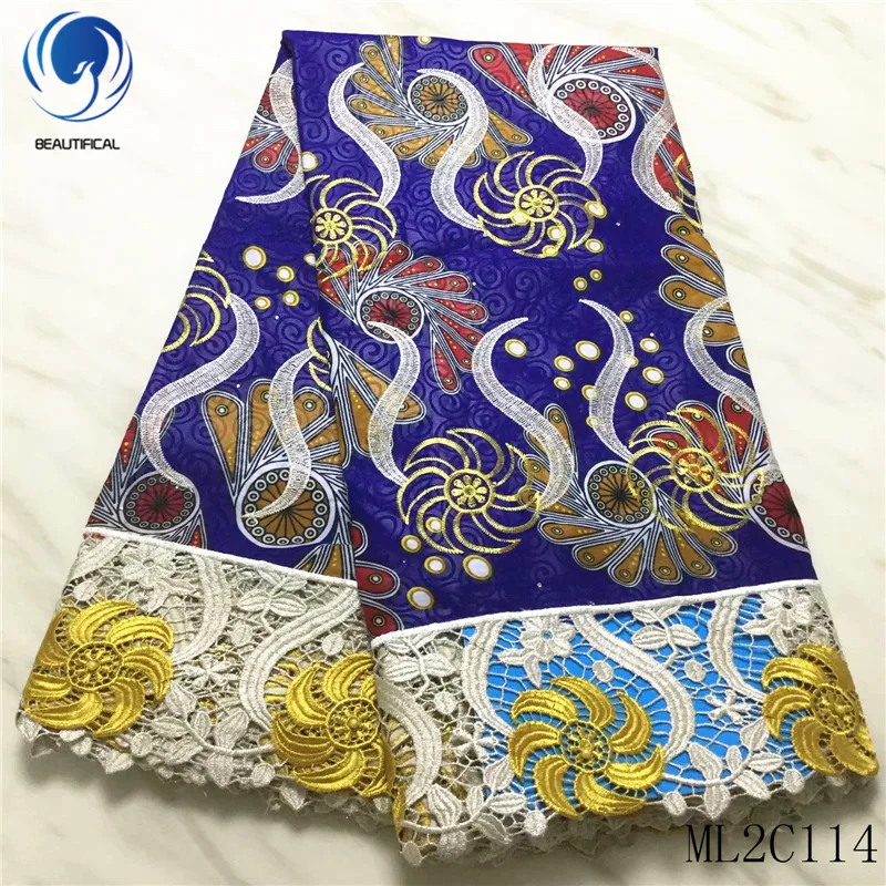 BEAUTIFICAL african wax fabrics 6yards cotton wax mix guipure lace with stones Hot sale nigerian wax lace fabric ML2C114
BEAUTIFICAL african wax fabrics 6yards cotton wax mix guipure lace with stones Hot sale nigerian wax lace fabric ML2C114