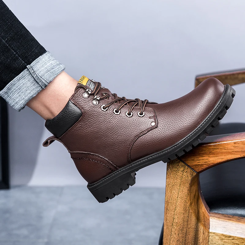 Winter Snow Men Boots High Quality Cow Genuine Leather Men's Motorcycle Boots Outdoor Waterproof Men's Ankle Boots
Winter Snow Men Boots High Quality Cow Genuine Leather Men's Motorcycle Boots Outdoor Waterproof Men's Ankle Boots