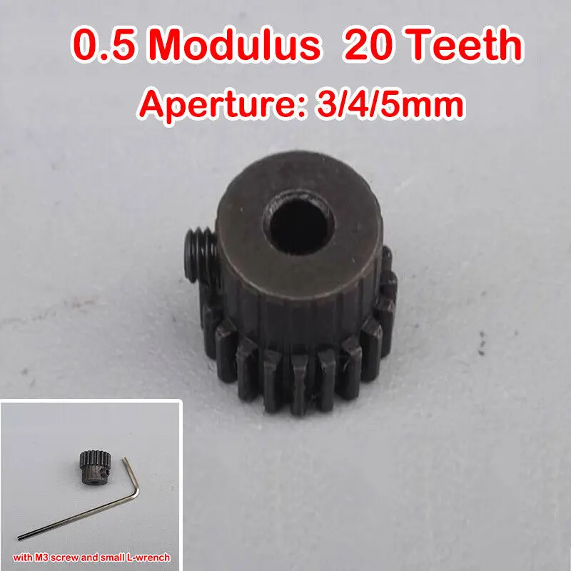 20T Alloy Steel 0.5 Modulus 3mm 4mm 5mm Apearture 20 Teeth 3.175mm Motor Gear Shaft Metal Gear for DC Spindle Motor 775
20T Alloy Steel 0.5 Modulus 3mm 4mm 5mm Apearture 20 Teeth 3.175mm Motor Gear Shaft Metal Gear for DC Spindle Motor 775