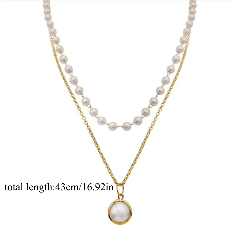 2021 New Double Layer Chain Gold Color Choker Necklace Women Korean Style Pearl Pendant Necklace Fashion Jewelry Collar
2021 New Double Layer Chain Gold Color Choker Necklace Women Korean Style Pearl Pendant Necklace Fashion Jewelry Collar