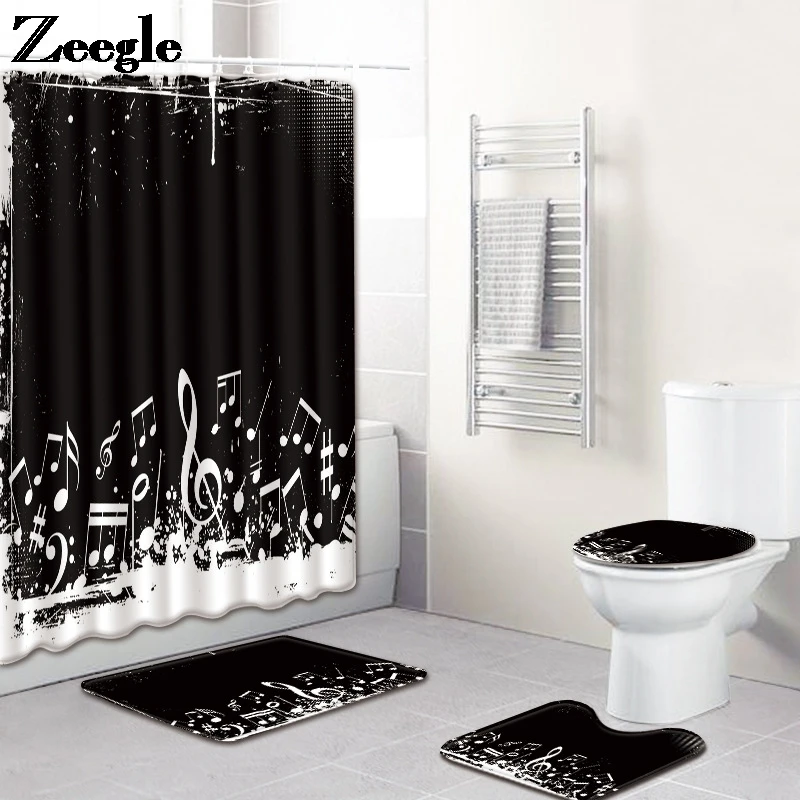Bath Mat and Shower Curtain Set Flannel Foot Mats Set Bathroom Decor Carpet Absorbent Musical Note Print Toilet Rugs Set
Bath Mat and Shower Curtain Set Flannel Foot Mats Set Bathroom Decor Carpet Absorbent Musical Note Print Toilet Rugs Set