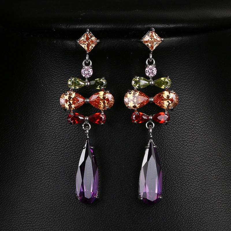 AMC Fashion Colorful Flower Water Drop Drop Earring AAA Cubic Zircon Long Dangle Earring Bridal Party Jewelry Gifts For Women
AMC Fashion Colorful Flower Water Drop Drop Earring AAA Cubic Zircon Long Dangle Earring Bridal Party Jewelry Gifts For Women