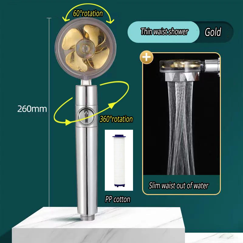 Pressurized Rainfall Shower Head Adjustable 360 ° Spin Water Saving With Small Fan Hand-held Spray Nozzle Bathroom Accessories
Pressurized Rainfall Shower Head Adjustable 360 ° Spin Water Saving With Small Fan Hand-held Spray Nozzle Bathroom Accessories
