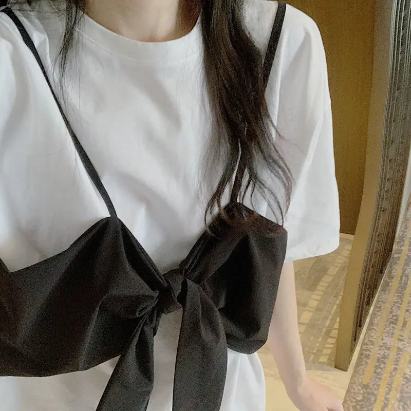 Patchwork T Shirt Women Bow Fake Two-Piece Short Sleeved T-shirt Summer Korean Style Long Fashion Harajuku Oversize Top Women
Patchwork T Shirt Women Bow Fake Two-Piece Short Sleeved T-shirt Summer Korean Style Long Fashion Harajuku Oversize Top Women