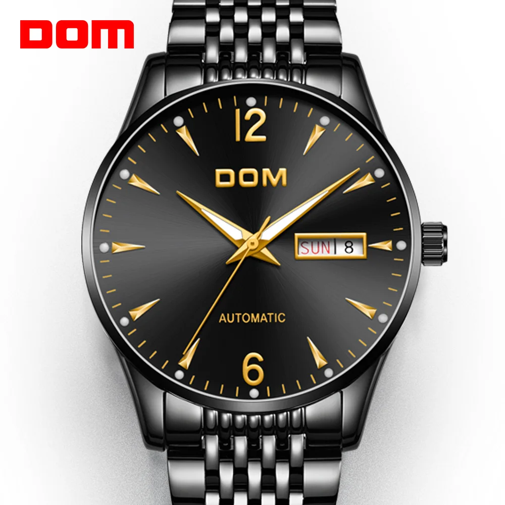 DOM механические часы Топ бренд Роскошные автоматические мужские светящиеся