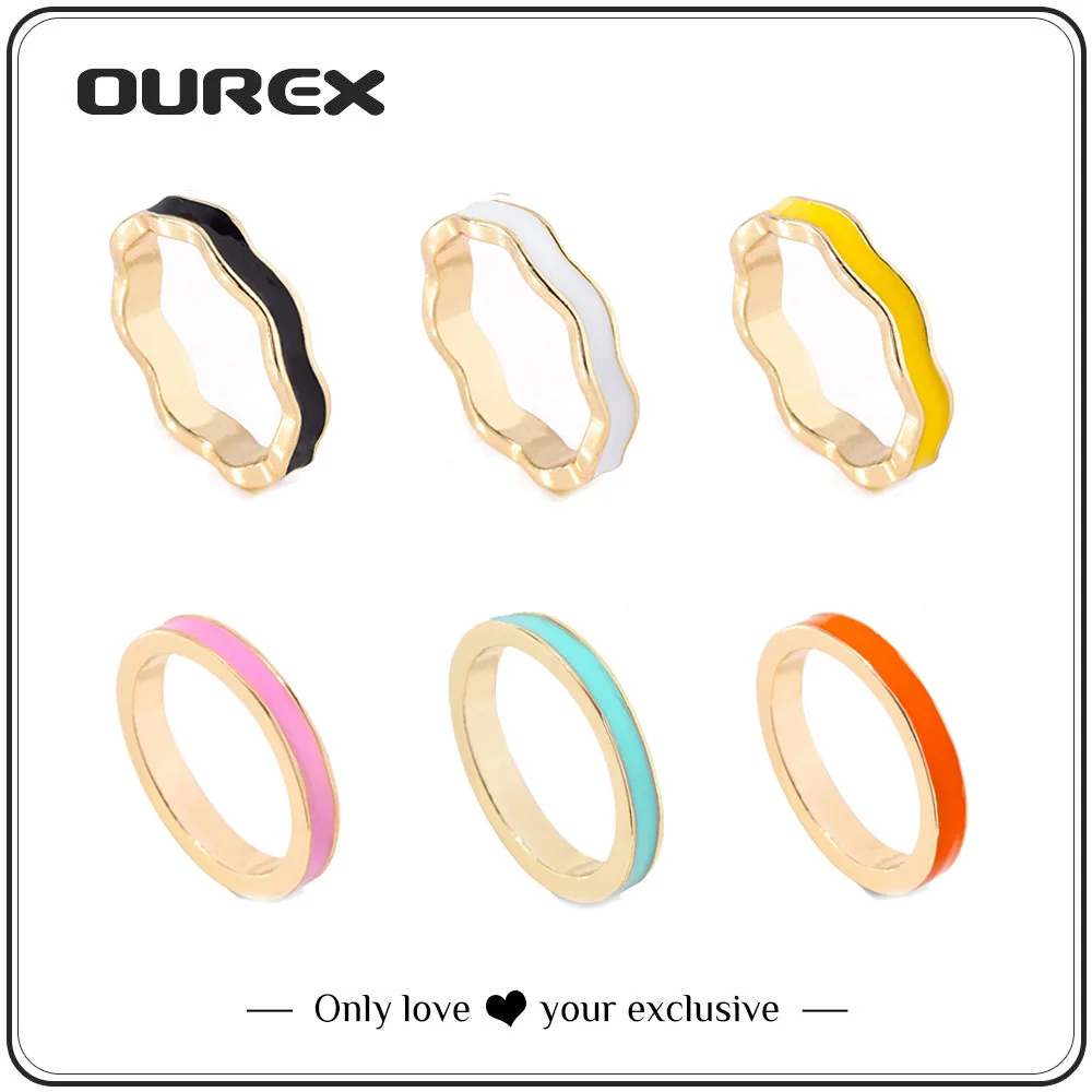OUREX New Fashion Multicolor Enamel Metal Rings for Women Simple Style Colorful Alloy Ring Party Jewery Accessories Wholesale
OUREX New Fashion Multicolor Enamel Metal Rings for Women Simple Style Colorful Alloy Ring Party Jewery Accessories Wholesale