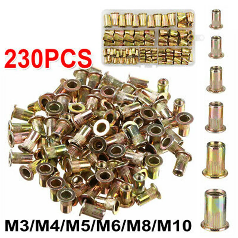 230PCS Head Rivet Nuts Mixed Rivnuts Blind Set Rivet Nut Tool Threaded Nuts M3 M4 M5 M6 M8 M10 Rivet Nuts With Box
230PCS Head Rivet Nuts Mixed Rivnuts Blind Set Rivet Nut Tool Threaded Nuts M3 M4 M5 M6 M8 M10 Rivet Nuts With Box