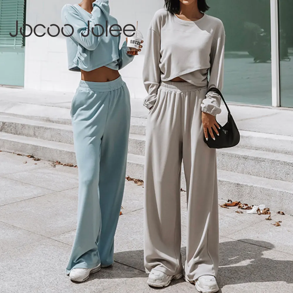 Women Casual Hoodies Two Pieces Set Spring Solid Irregular Cropped Top and Wide Leg Sweatpant Suit Harajuku Oversized Tracksuit 
Women Casual Hoodies Two Pieces Set Spring Solid Irregular Cropped Top and Wide Leg Sweatpant Suit Harajuku Oversized Tracksuit