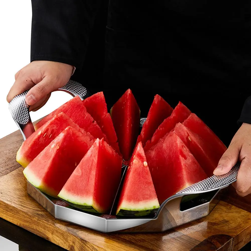 Cutter Slicer With Handle Stainless Steel Cut Into 12 Slices Used In All Seasons For Watermelon Cantaloupe Christmas Parties
Cutter Slicer With Handle Stainless Steel Cut Into 12 Slices Used In All Seasons For Watermelon Cantaloupe Christmas Parties
