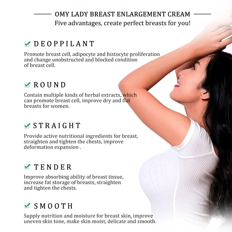 OMY LADY Bust Care Breast Enhancement Cream Best Up Size Breast Enlargement Promote Female Hormones Breast Lift Firming Massage
OMY LADY Bust Care Breast Enhancement Cream Best Up Size Breast Enlargement Promote Female Hormones Breast Lift Firming Massage