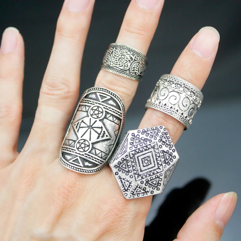Набор из 4 мужских винтажных золотых треугольников Wicca Pagan массивное кольцо Anillos