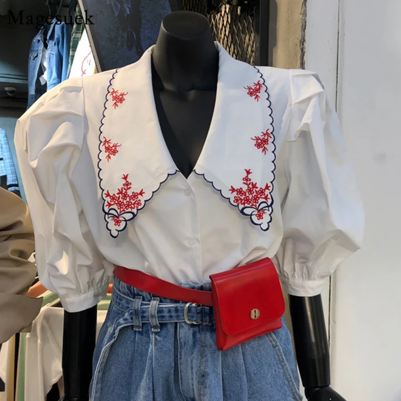 2022Summer Tops Korean Chic Embroidery Floral Woman Blouses Puff Half Sleeve Loose Women Blouse Solid Button Shirt Blusas 14172
2022Summer Tops Korean Chic Embroidery Floral Woman Blouses Puff Half Sleeve Loose Women Blouse Solid Button Shirt Blusas 14172