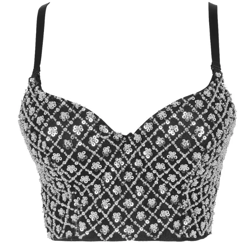 Nightclub Cropped Sexy Bustier Corset Tops Women Sexy Sequin Grid Bra Yoga Dance Crop Night Club Performance Camis 2021 P142
Nightclub Cropped Sexy Bustier Corset Tops Women Sexy Sequin Grid Bra Yoga Dance Crop Night Club Performance Camis 2021 P142