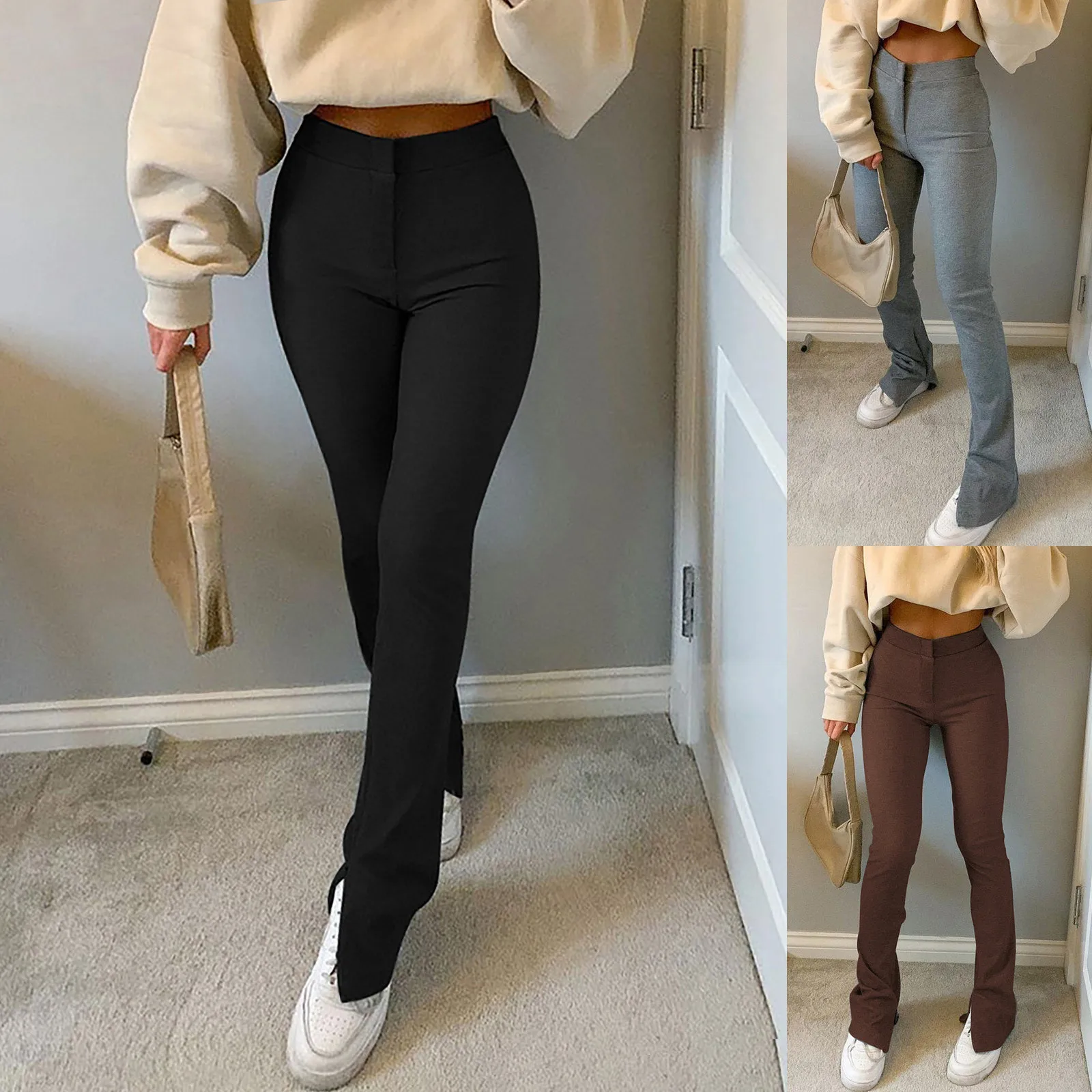 Active Women Casual Solid Color Slim-fit Trousers High Waist Skinny Slit Sweatpants Female Sports Flared Pants Bodycon Mujer
Active Women Casual Solid Color Slim-fit Trousers High Waist Skinny Slit Sweatpants Female Sports Flared Pants Bodycon Mujer