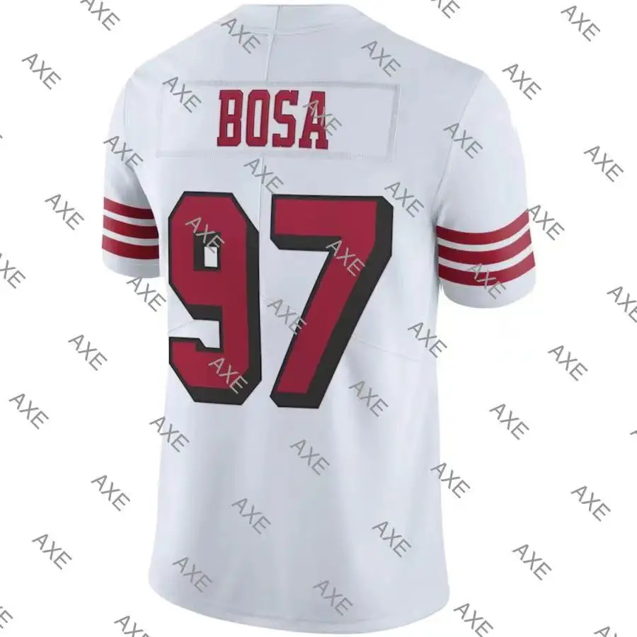 

New Embroidery Letters American Football Jersey 97 Nick Bosa Black White Red Men's San Francisco Limited Jersey