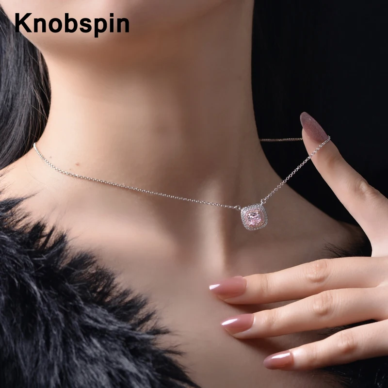 Knobspin Romantic Pink Citrine 6*6mm High Carbon Diamond Engagement Pendant Necklace For Women 925 Sterling Silver Fine Jewelry
Knobspin Romantic Pink Citrine 6*6mm High Carbon Diamond Engagement Pendant Necklace For Women 925 Sterling Silver Fine Jewelry