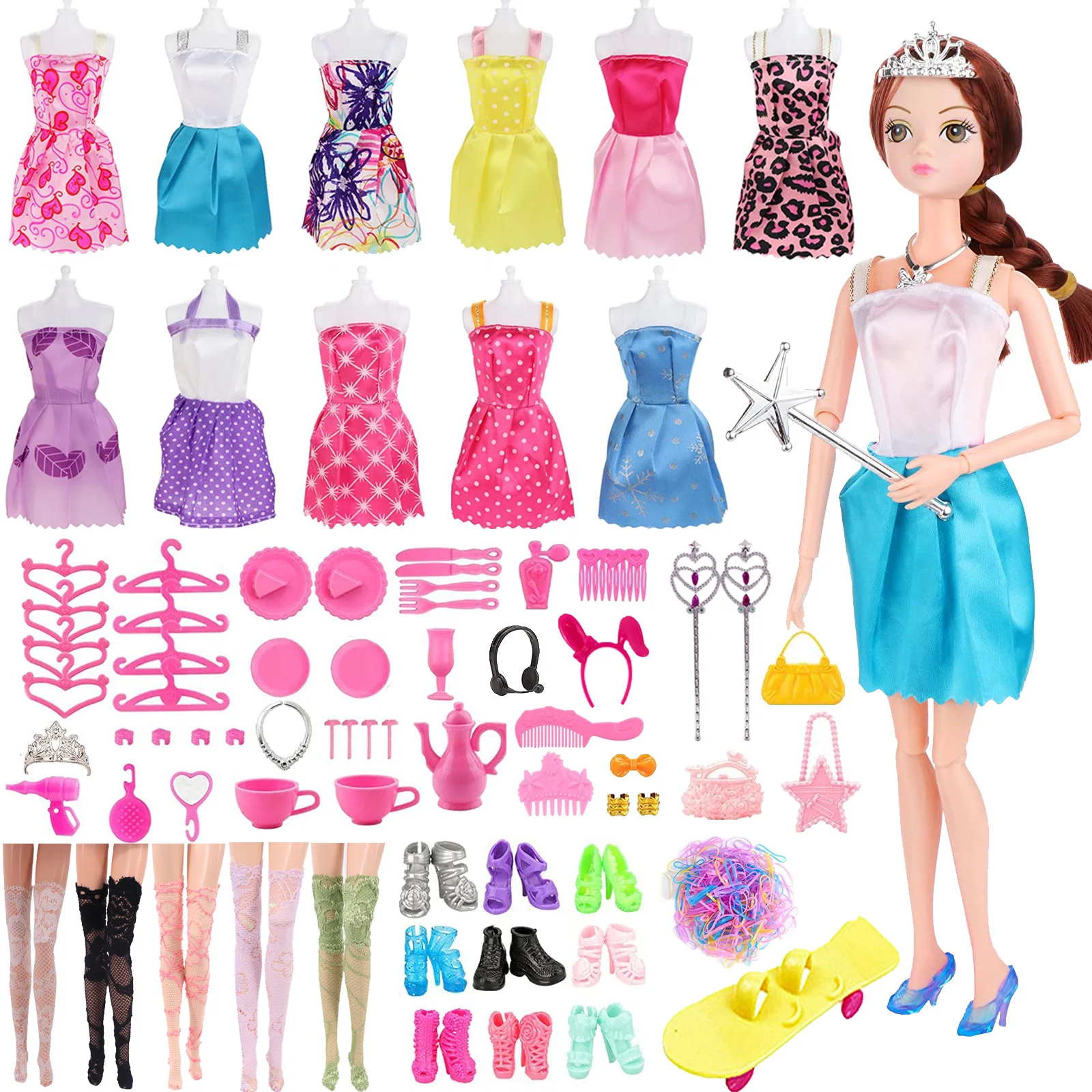 Barbies 99Pcs/Set Clothes And Accessories Fashion Dresses Shoes 55Pieces Different Doll Accessories Fit 11.8Inch Doll Girls Gift
Barbies 99Pcs/Set Clothes And Accessories Fashion Dresses Shoes 55Pieces Different Doll Accessories Fit 11.8Inch Doll Girls Gift