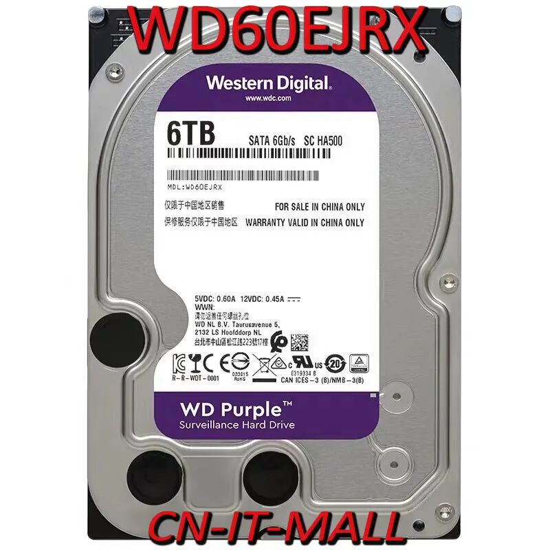 New 3.5 WD60EJRX WD60PURX 6TB SATA 5400RPM SATA 6Gb/s 64M Cache 3.5" HDD Purple Hard Drive
New 3.5 WD60EJRX WD60PURX 6TB SATA 5400RPM SATA 6Gb/s 64M Cache 3.5" HDD Purple Hard Drive